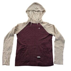 Aeropostale Mens Hoodie Sweatshirt Large Red Cream Pullover Knit Casual Classic